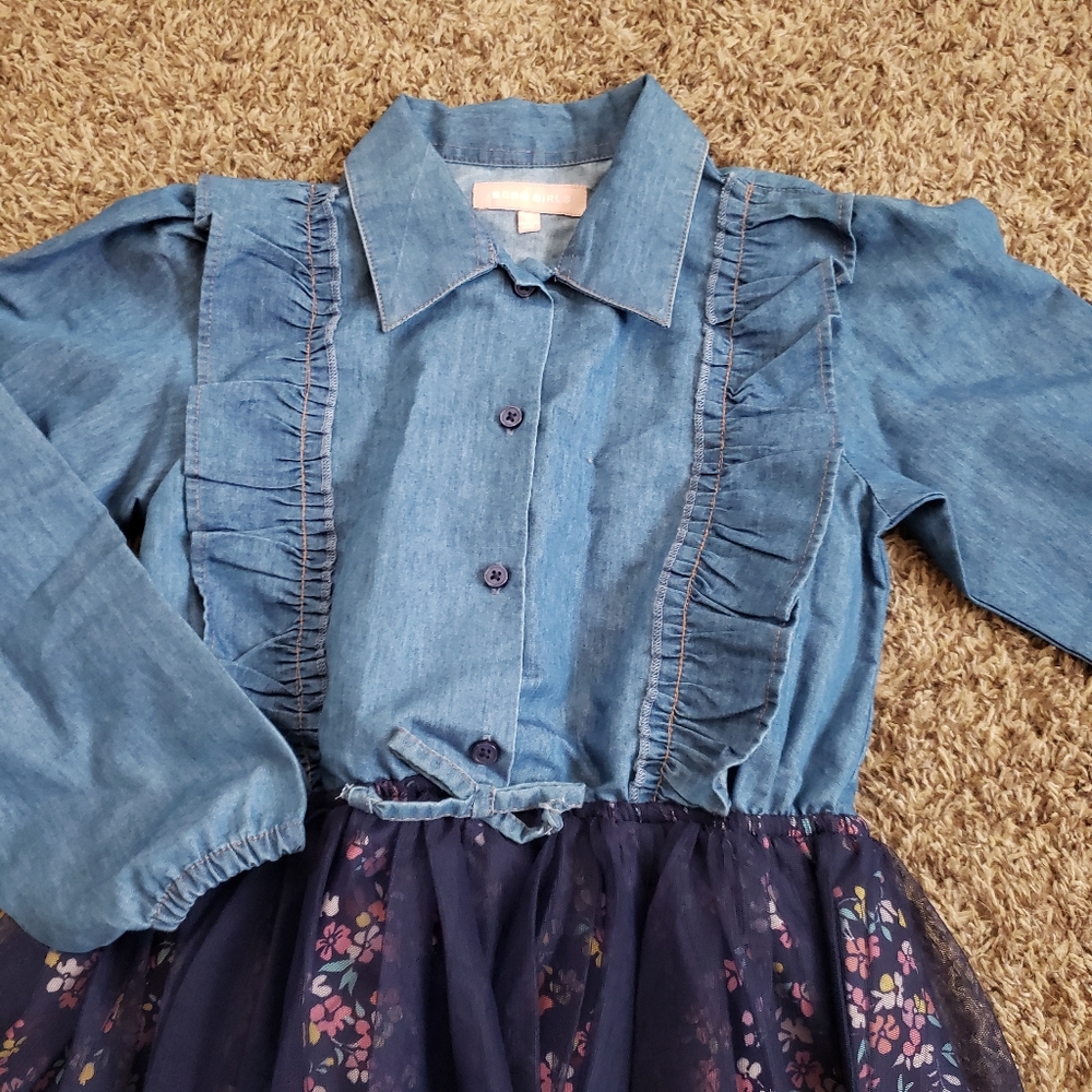 New girls dress- denim with tulle - Picture 3 of 4